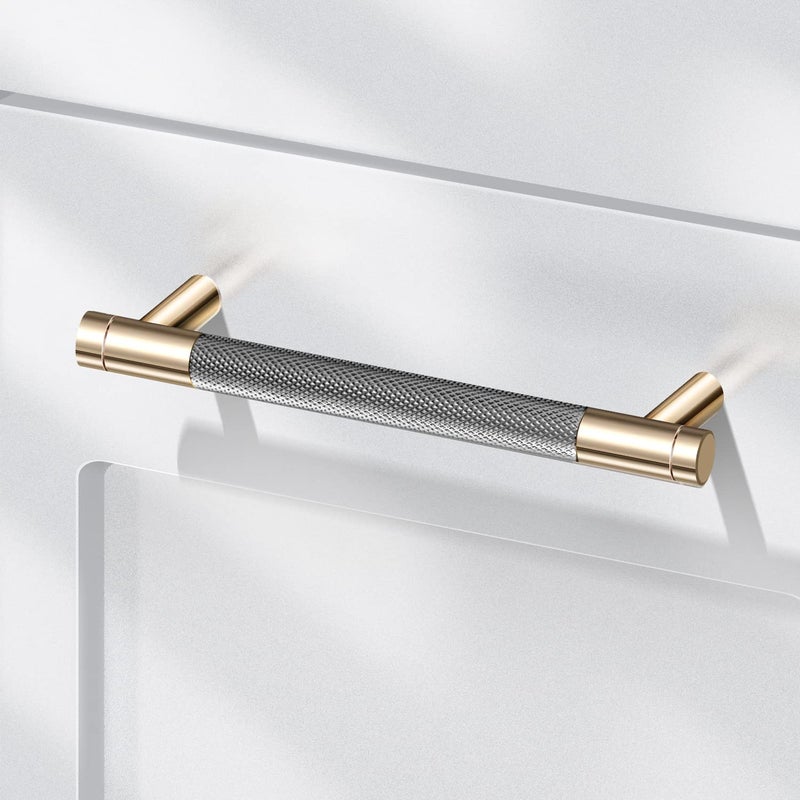 Ntresbonne 2 Pack 7 1/2 Inch 192 mm Barrel Cabinet Pulls Gold and Grey Cupboard Aluminum Handles Drawer Pull Cabinet Handles - Image 3